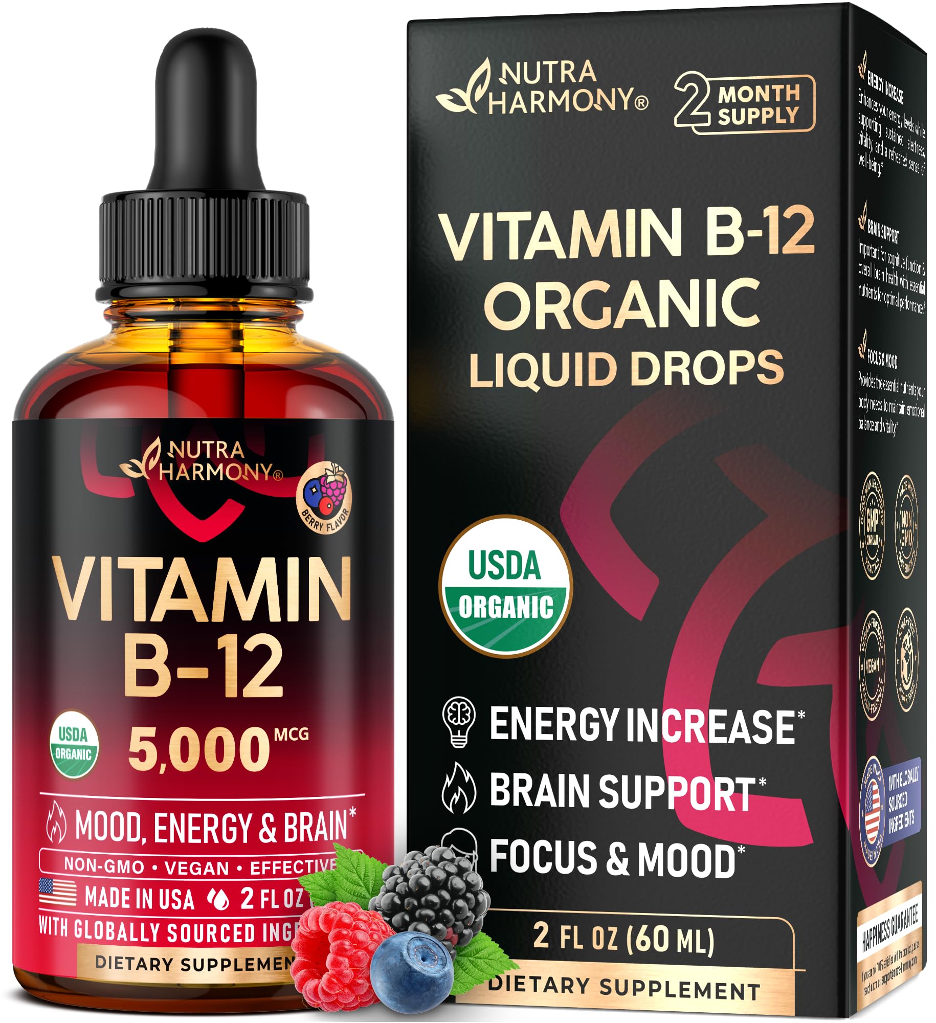 NUTRAHARMONY botella frontal mostrando etiqueta y beneficios