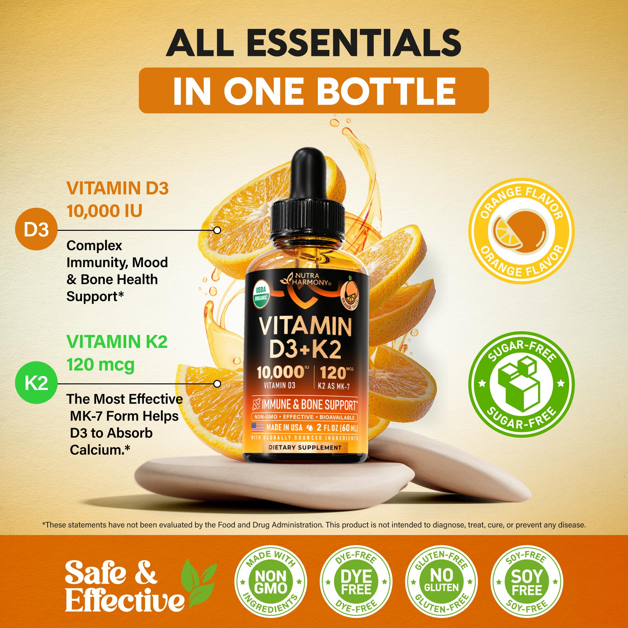 NUTRAHARMONY botella junto a objetos para comparar tamaño práctico