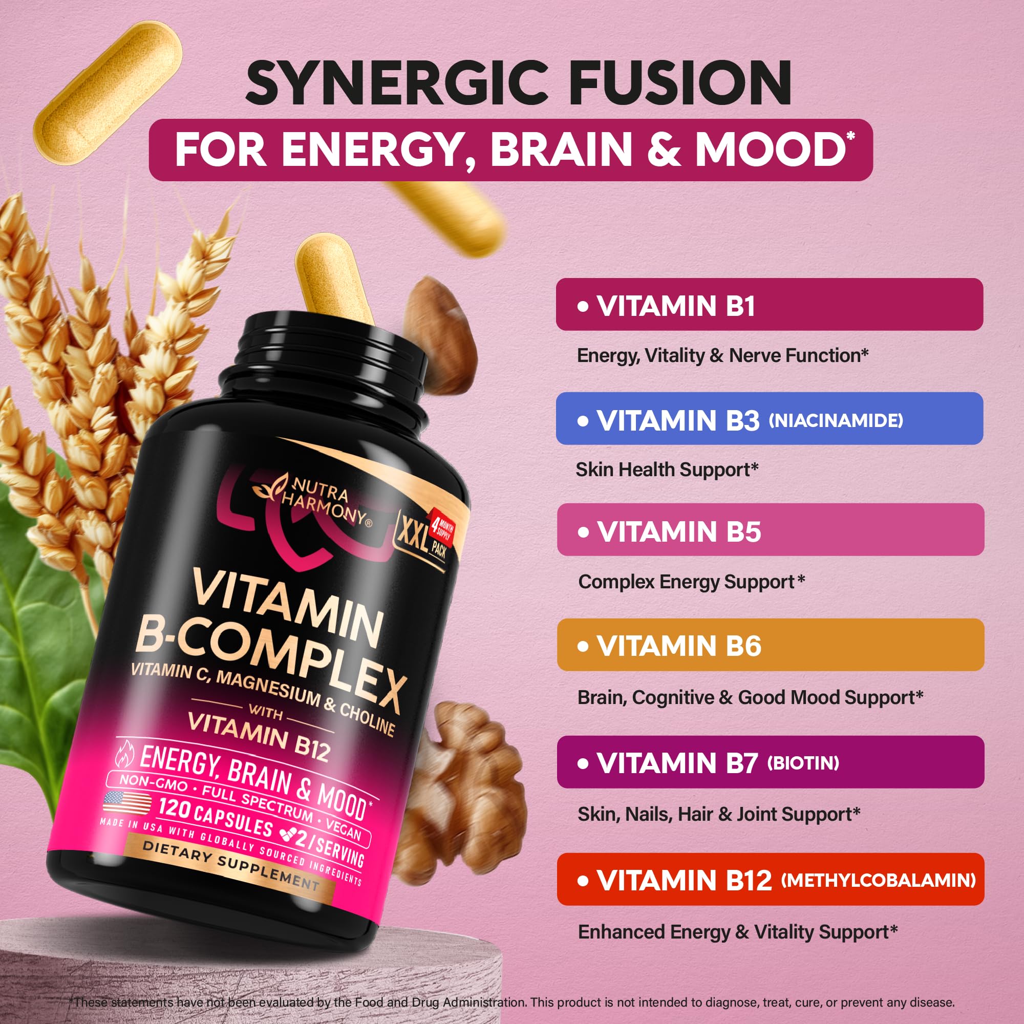 NutraHarmony cápsula sostenida en mano para ver tamaño y dosificación conveniente