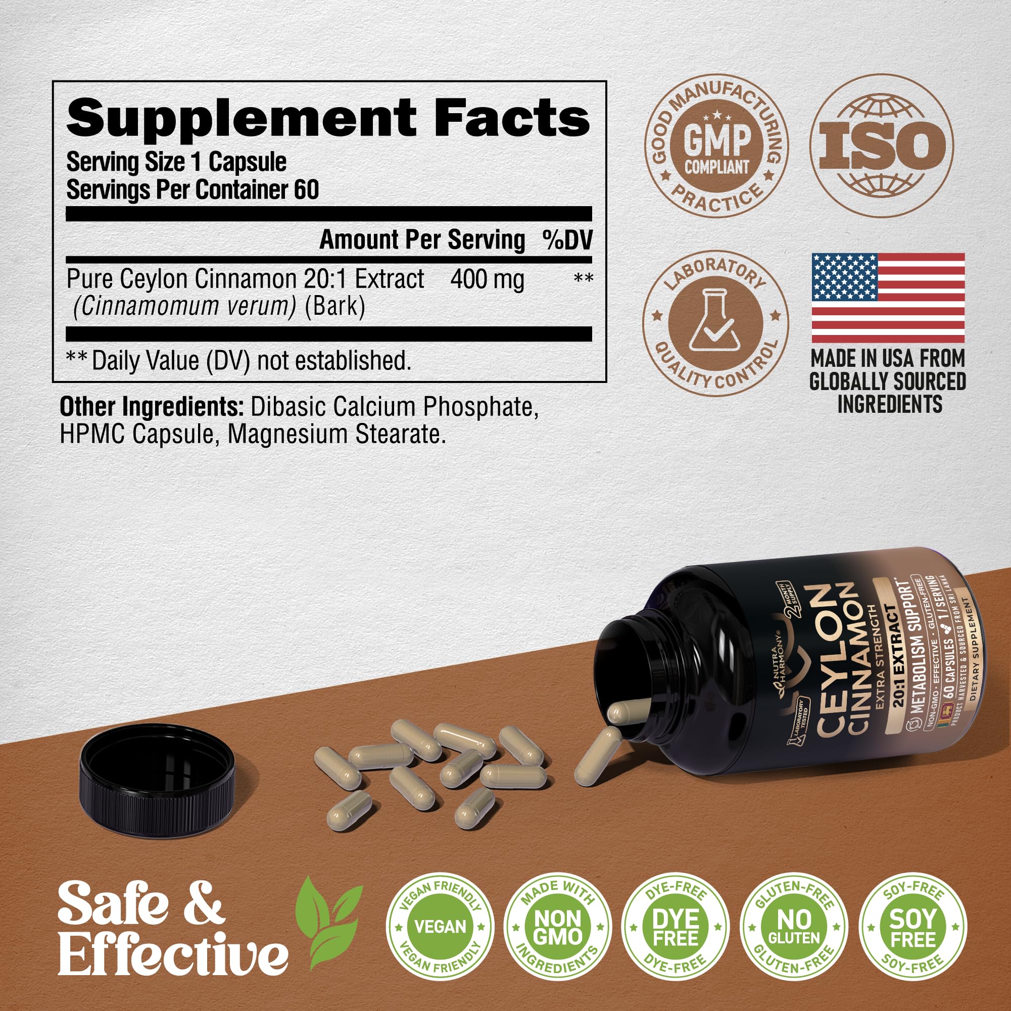NUTRAHARMONY cápsula en mano para comparar tamaño y facilidad de ingestión