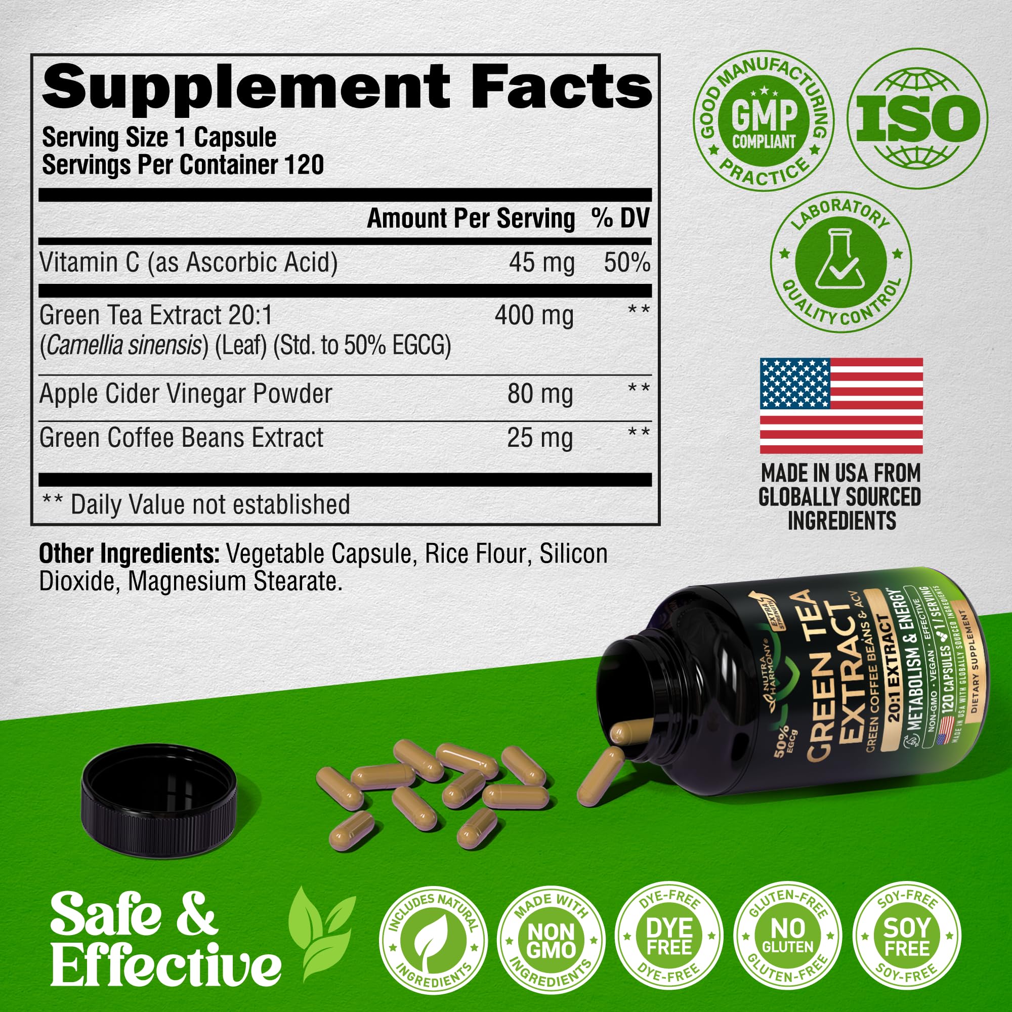 NUTRAHARMONY close-up de green coffee beans destacando origen vegetal