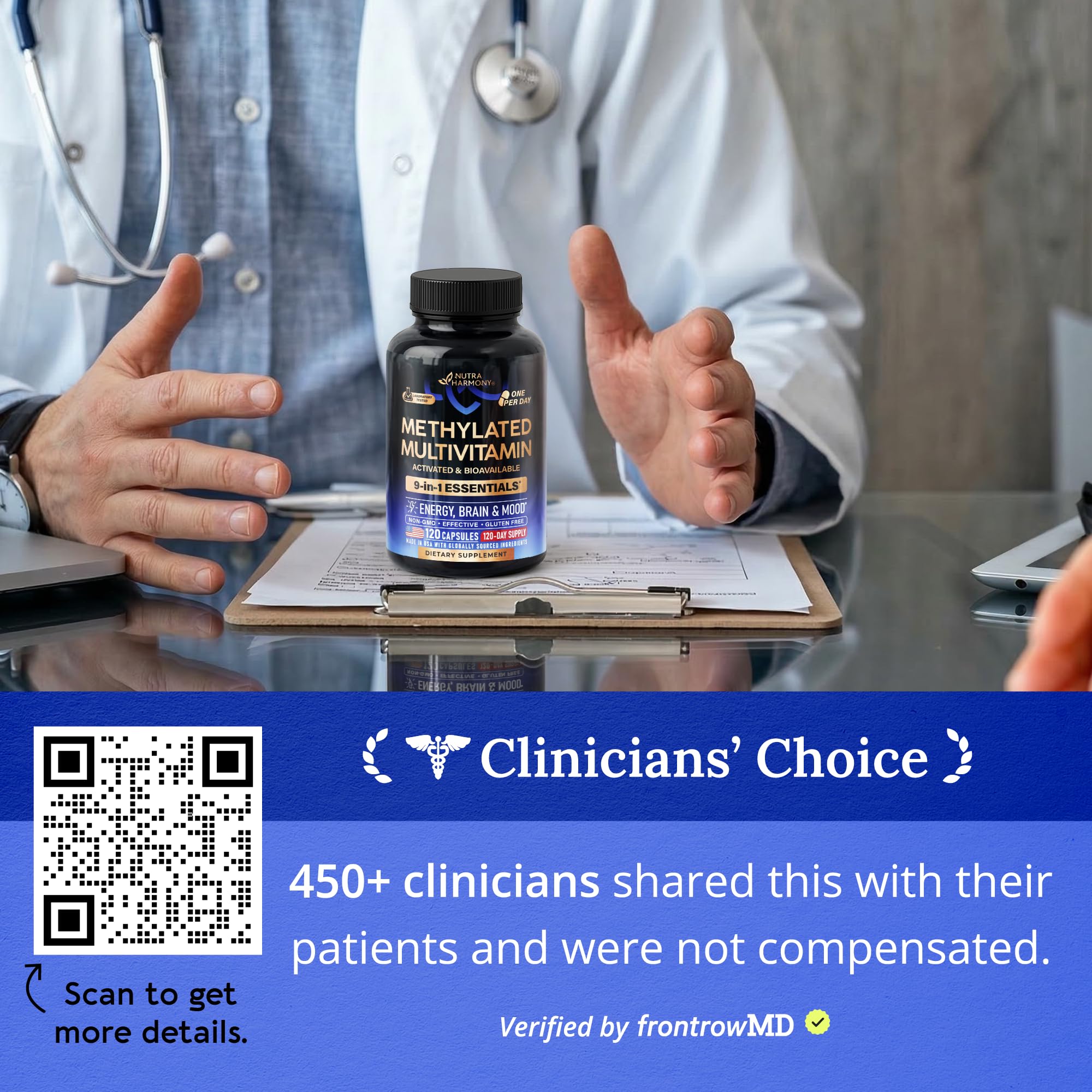 NUTRAHARMONY etiqueta nutricional legible con formas de vitaminas metiladas