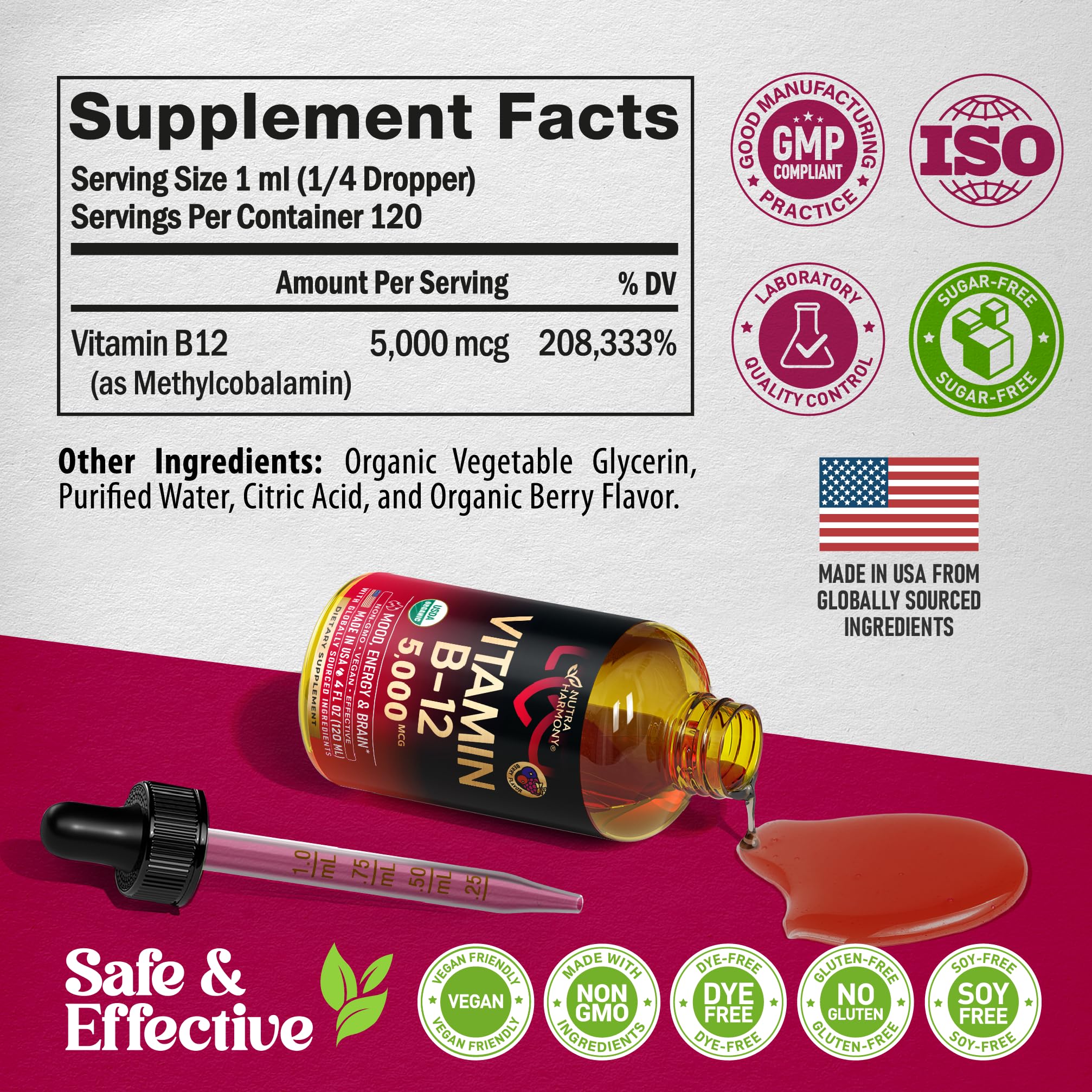 NUTRAHARMONY etiqueta con sello USDA Organic y certificación