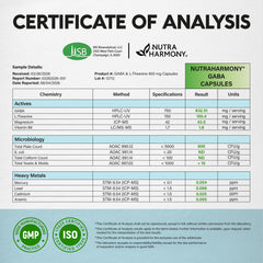 NUTRAHARMONY etiqueta nutricional indicando dosis y transparencia