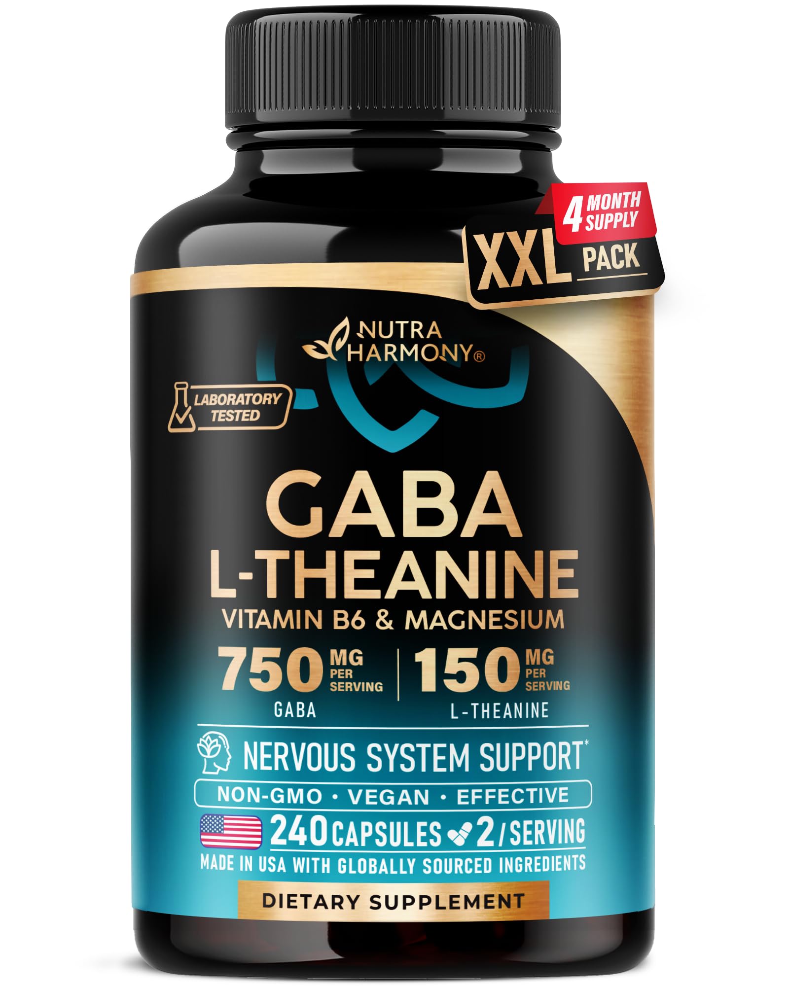 NUTRAHARMONY frasco de 240 cápsulas que ofrece suministro prolongado