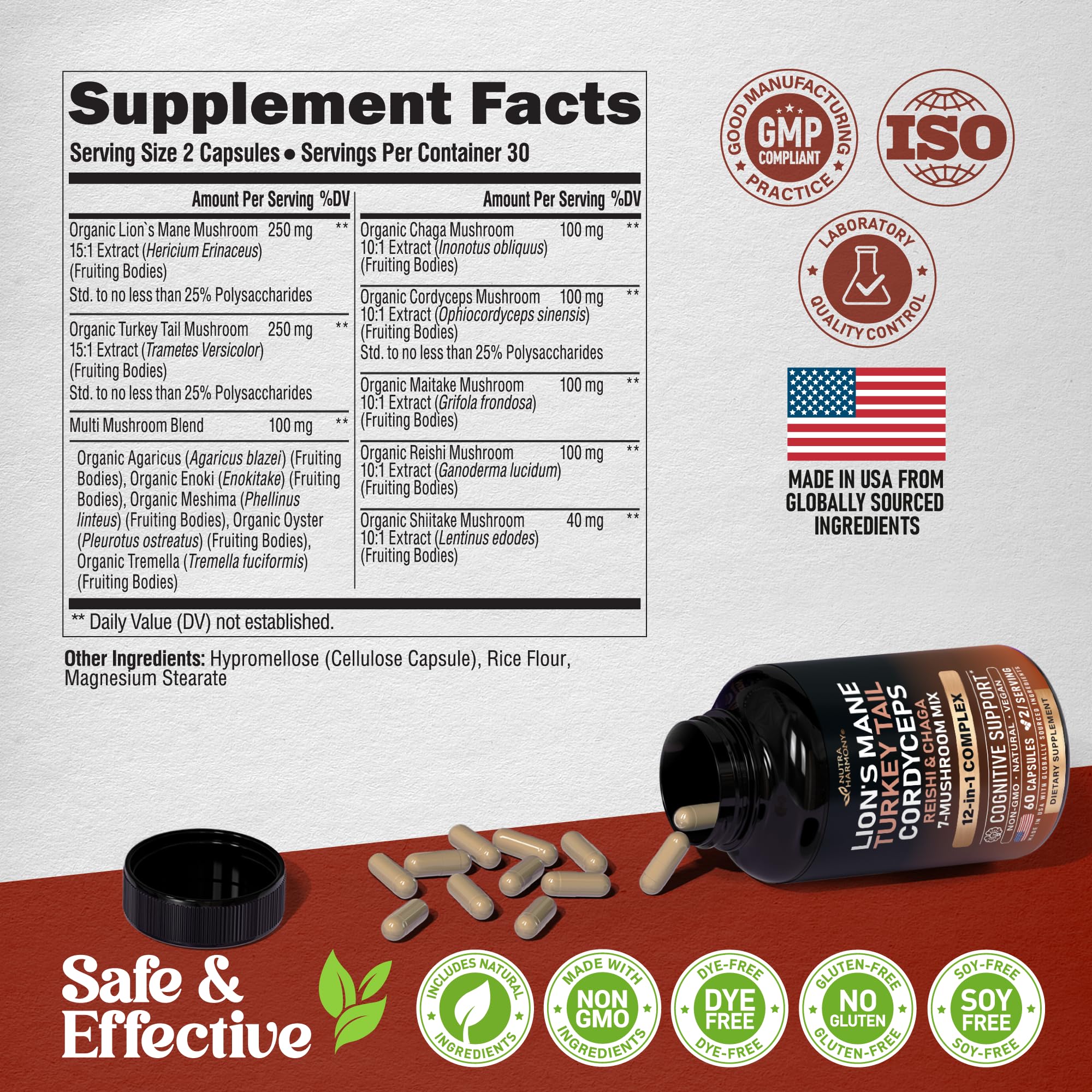 NUTRAHARMONY frasco entre hojas naturales resaltando origen vegetal