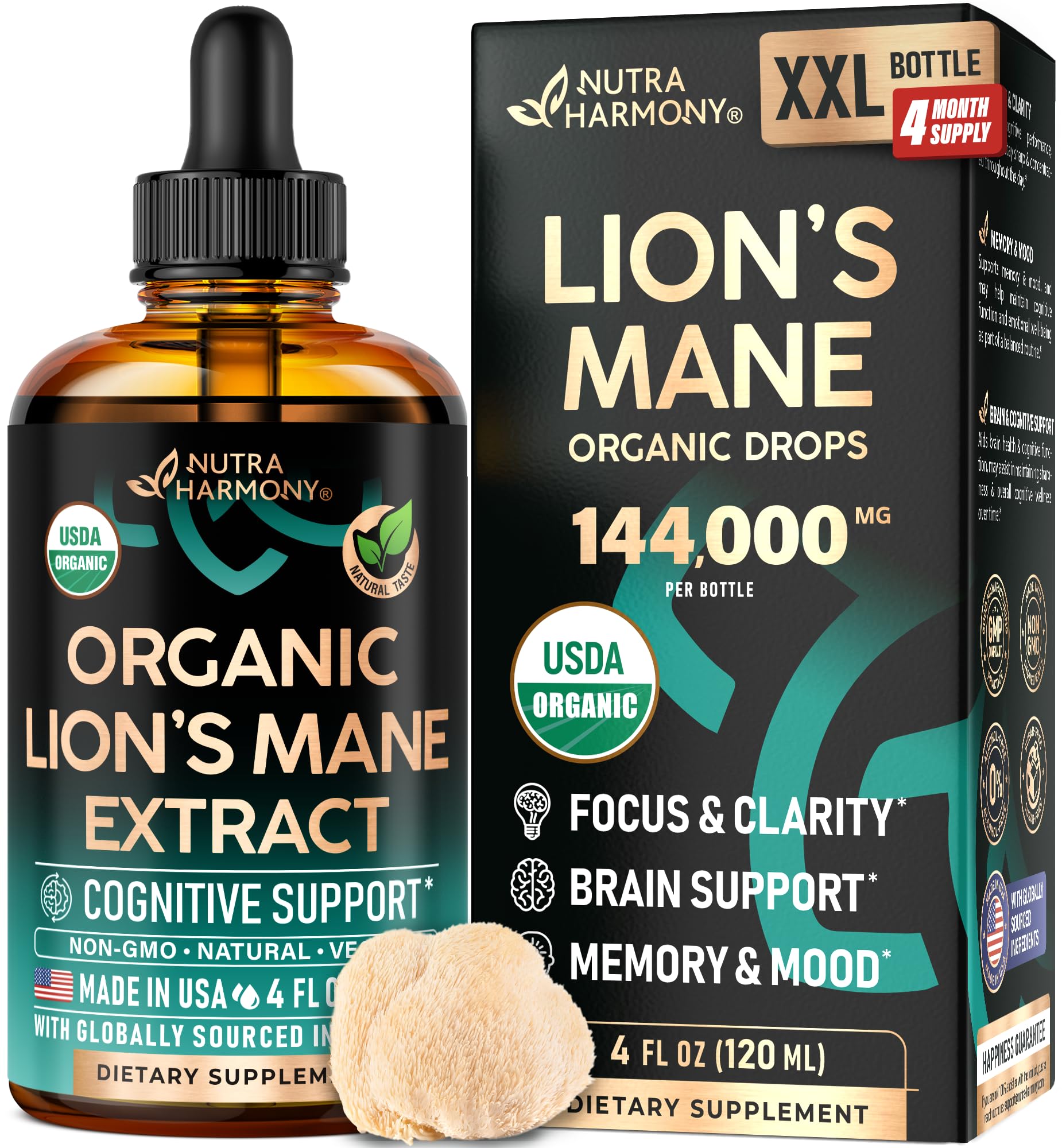 NUTRAHARMONY frente del envase mostrando concentración y beneficio cognitivo