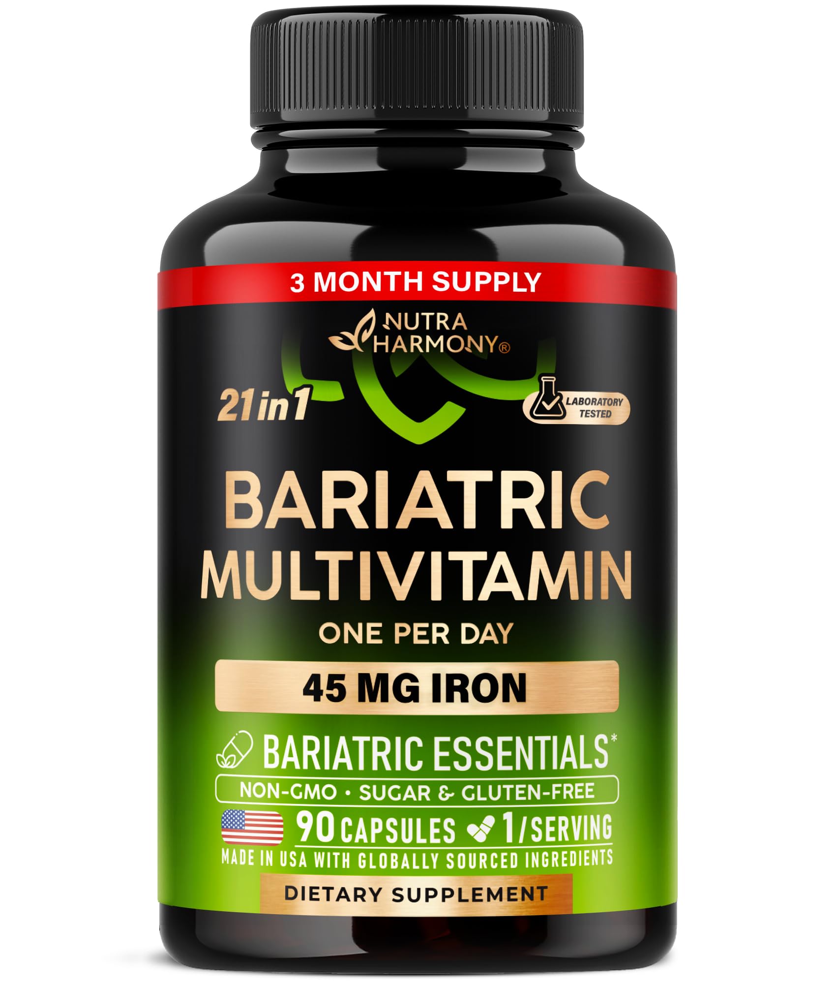 NUTRAHARMONY frente del envase mostrando 90 cápsulas y beneficios claros