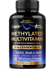 NUTRAHARMONY envase frontal mostrando 120 cápsulas y beneficios claros
