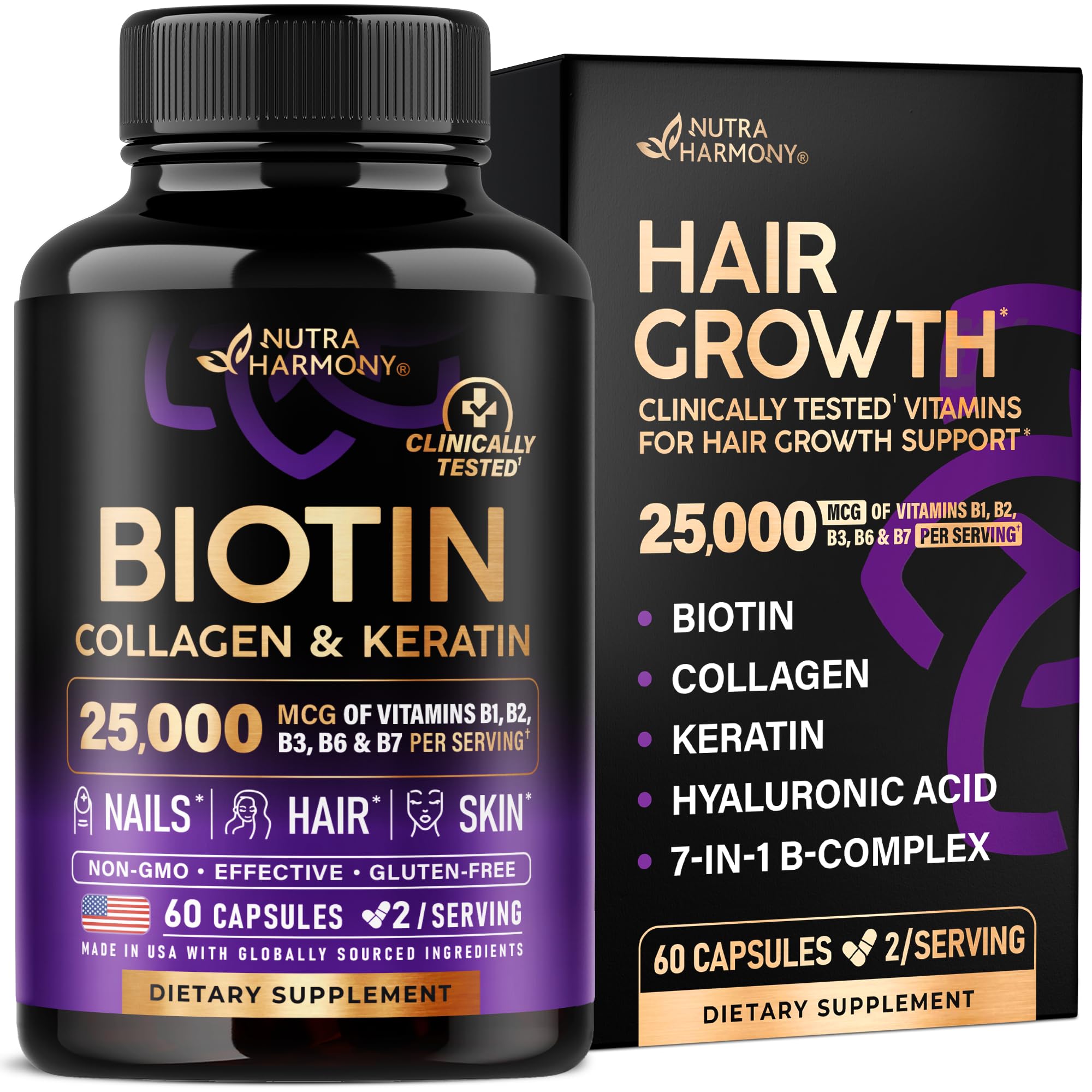 NUTRAHARMONY frontal del envase mostrando fórmula y beneficio estético