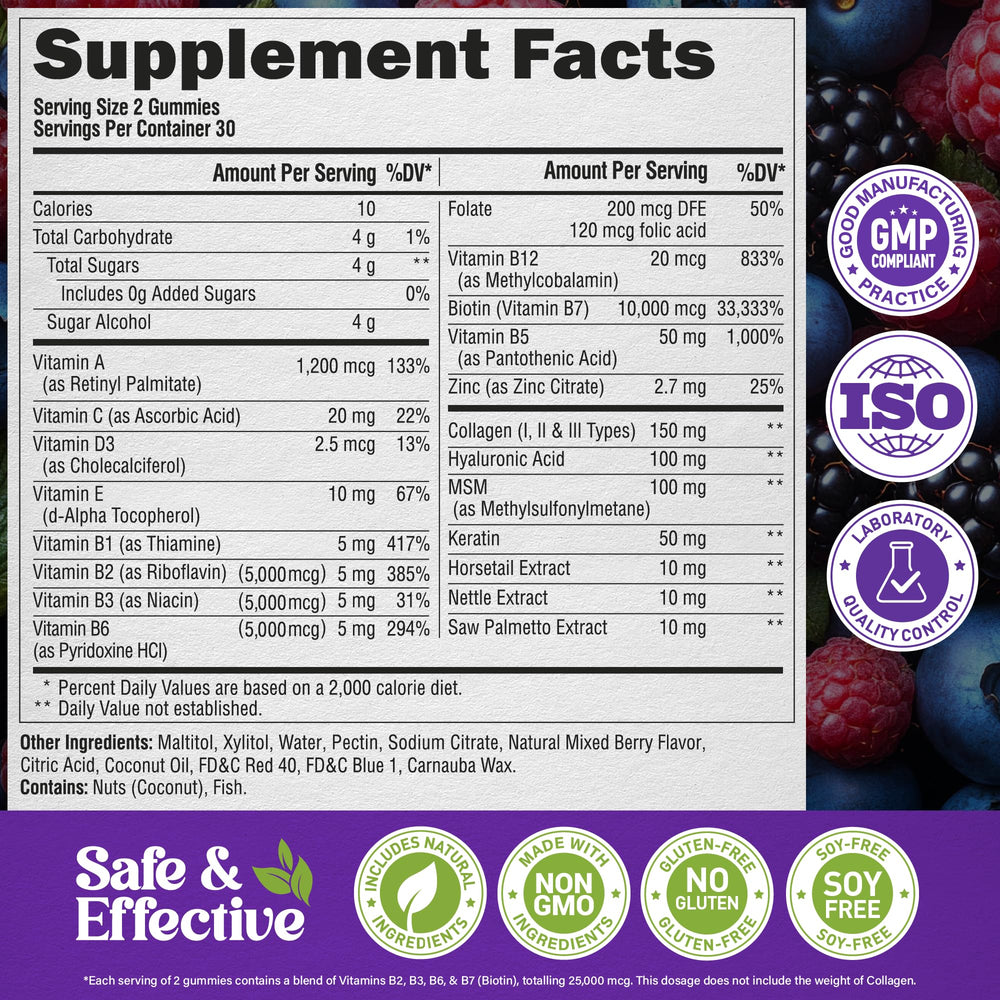 NUTRAHARMONY gomitas dispuestas sobre fondo con frutas berry atractivas