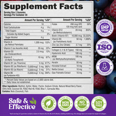 NUTRAHARMONY gomitas dispuestas sobre fondo con frutas berry atractivas
