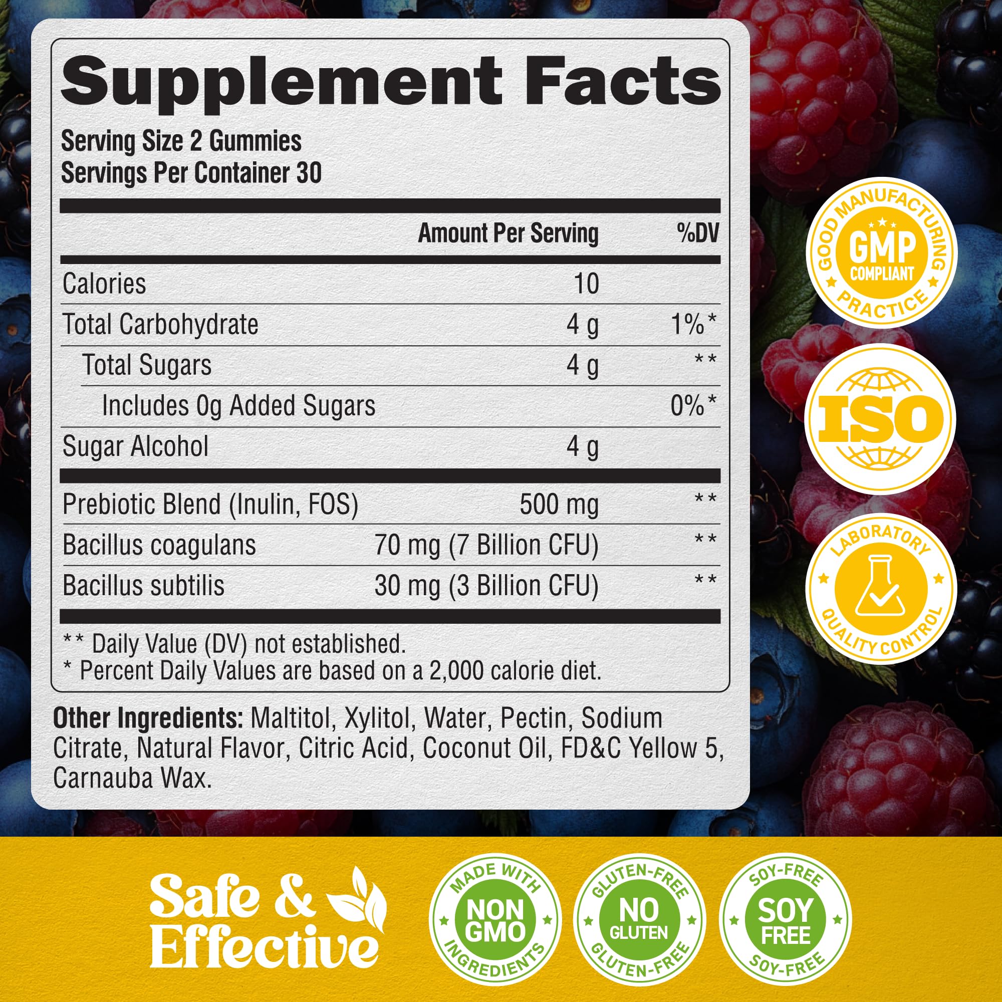 NUTRAHARMONY gomitas junto a berries naturales, atractivo y apetecible