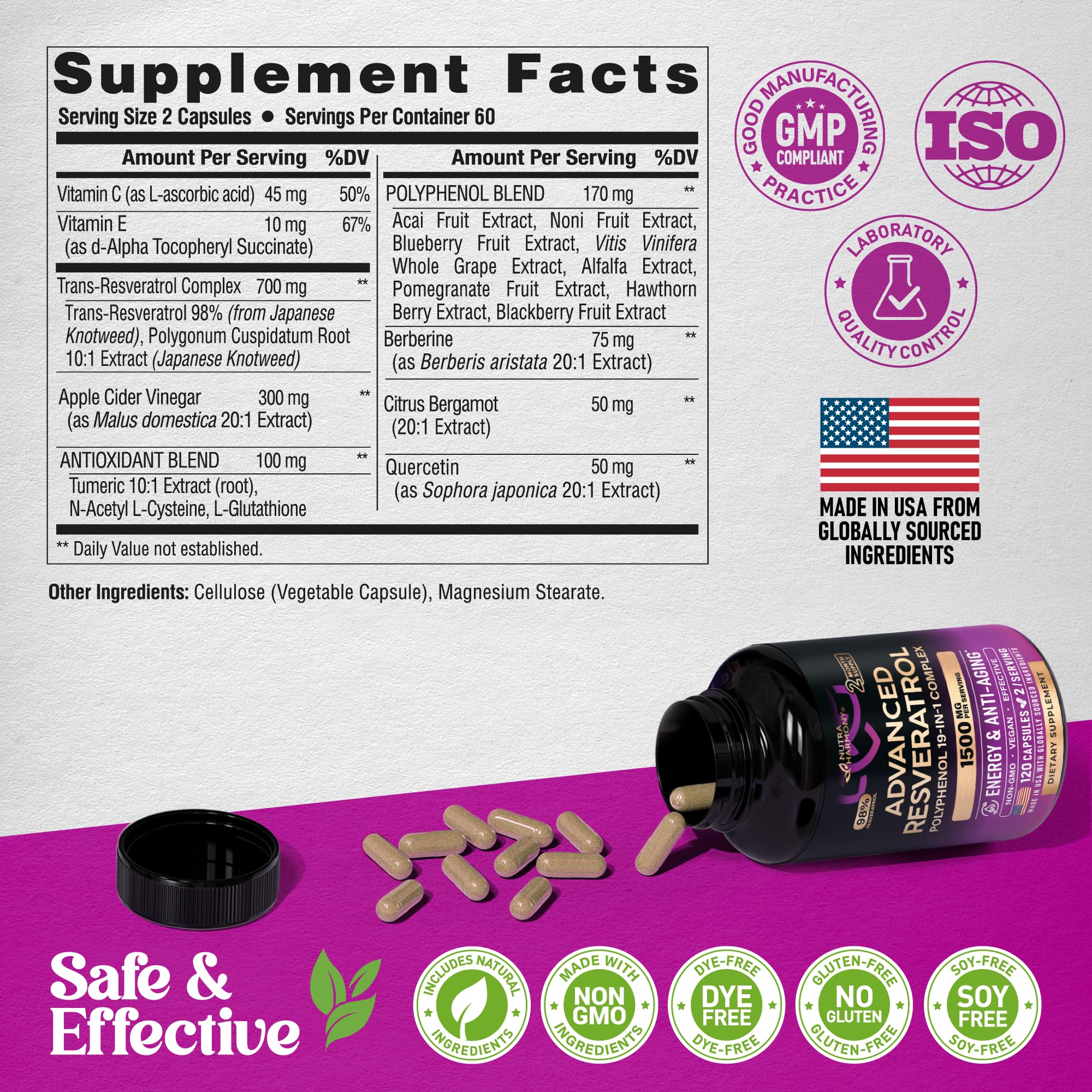 NUTRAHARMONY acercamiento a acai noni y berberina secos, origen vegetal y potencia