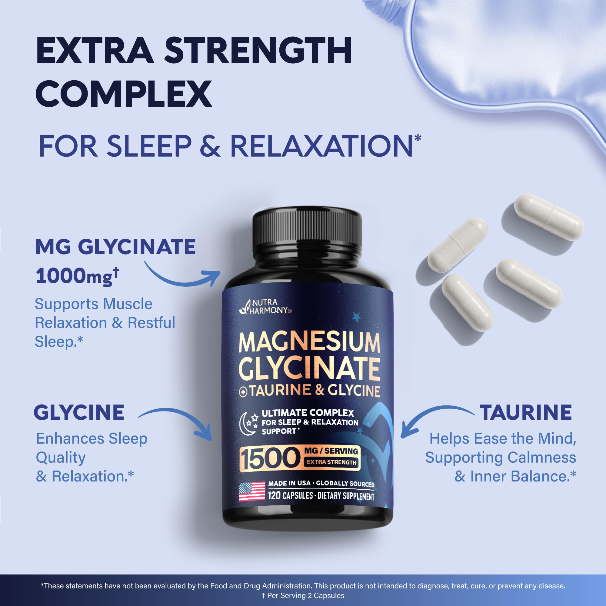 NUTRAHARMONY ingredientes clave glicina taurina y magnesio para relajación
