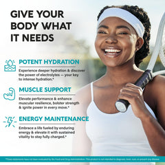 NUTRAHARMONY tableta disolviéndose en vaso de agua para reposición de electrolitos
