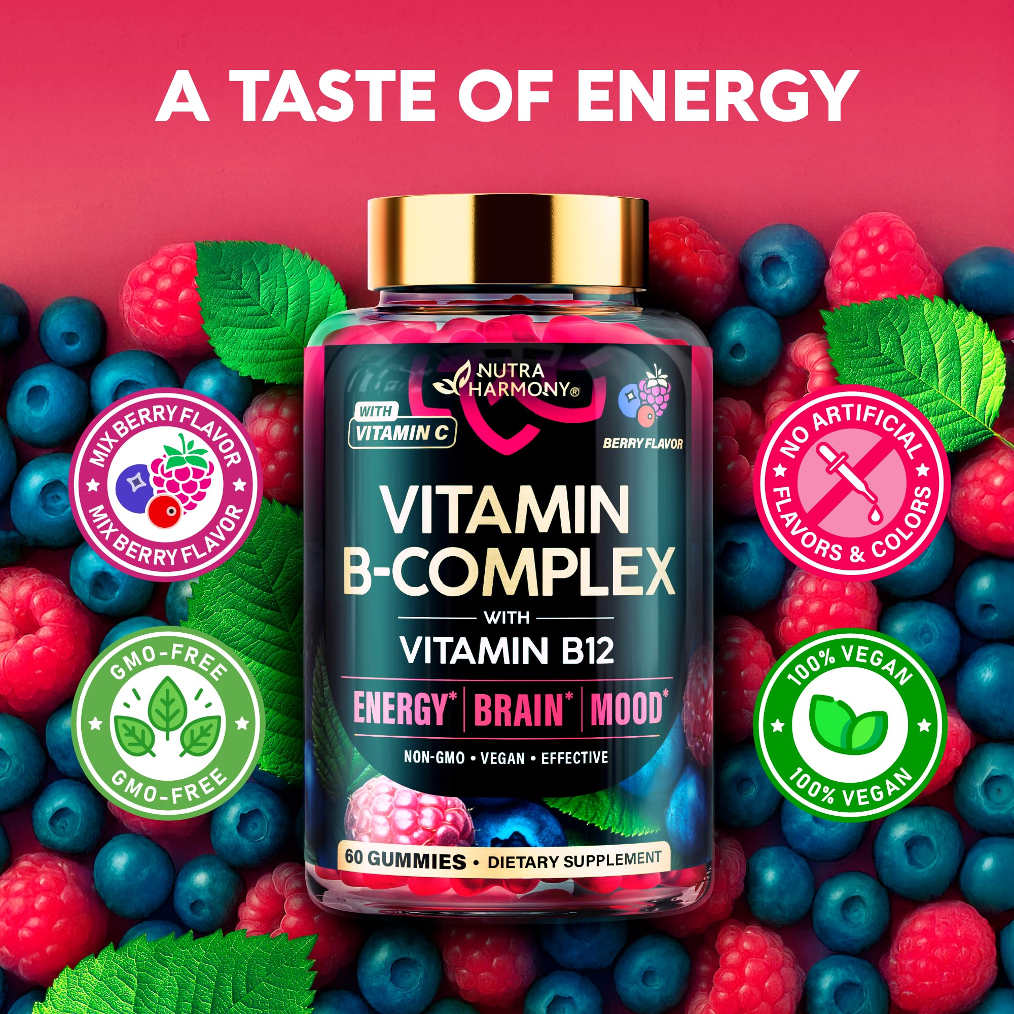 NUTRAHARMONY comparación de tamaño de una gomita junto a monedas para escala