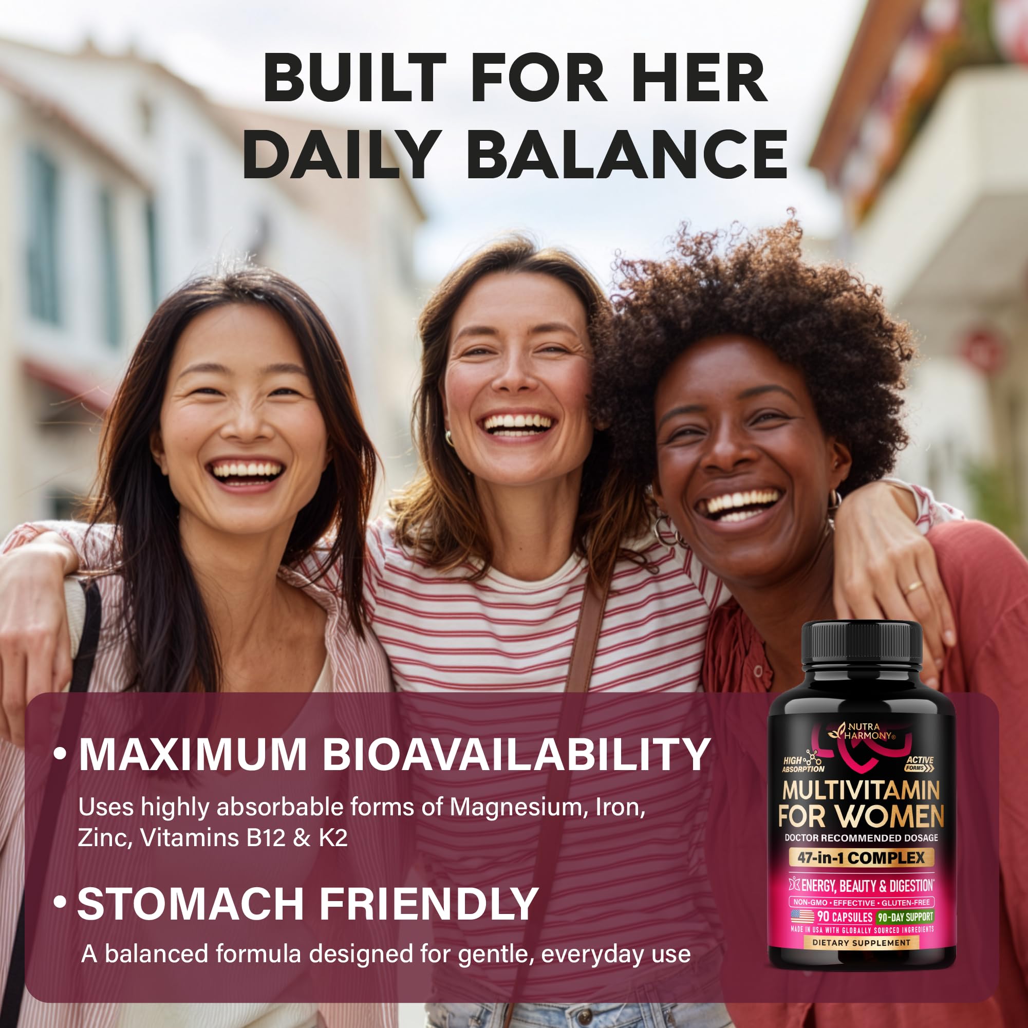 NUTRAHARMONY mujer tomando la cápsula en desayuno para sincronizar rutina diaria