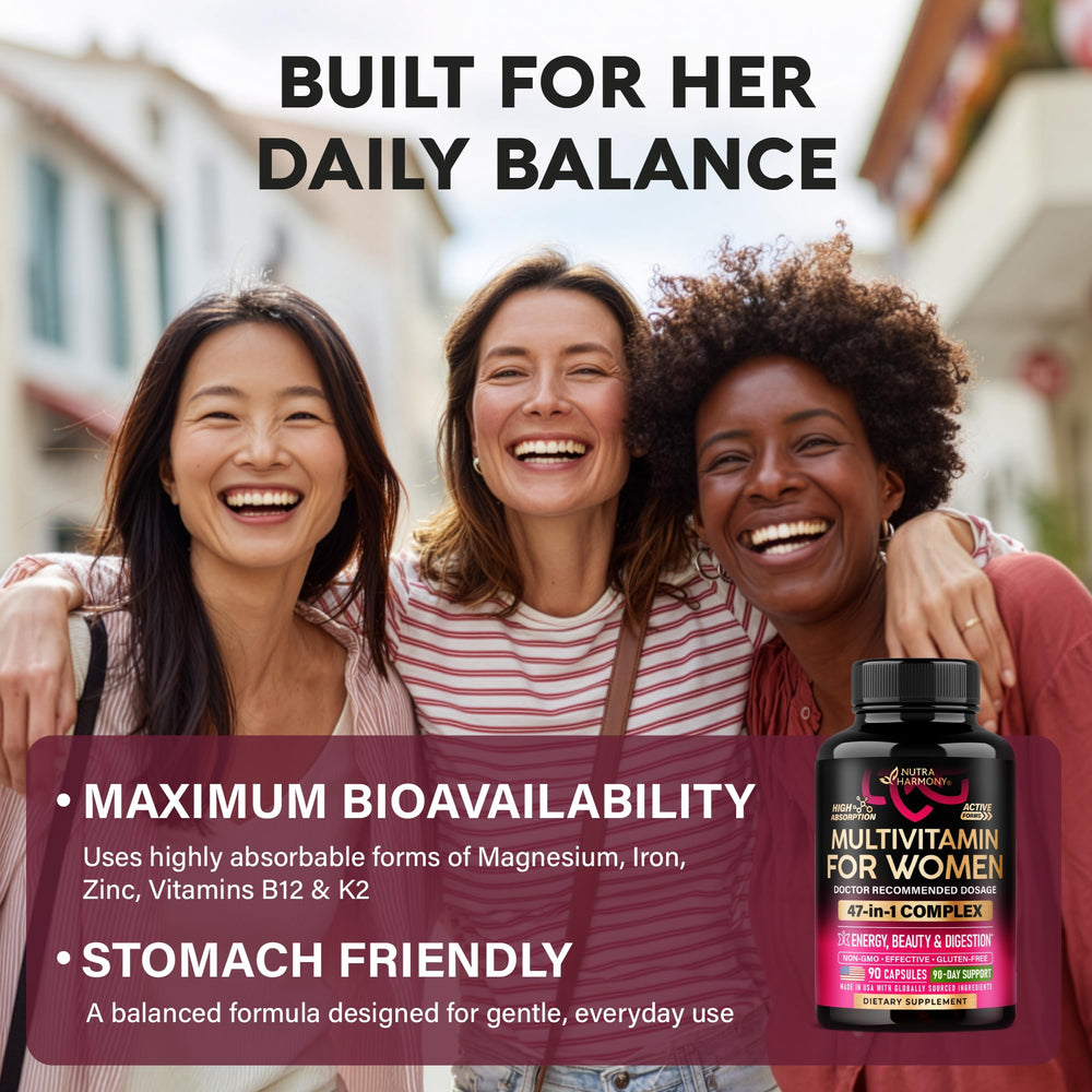 NUTRAHARMONY mujer tomando la cápsula en desayuno para sincronizar rutina diaria