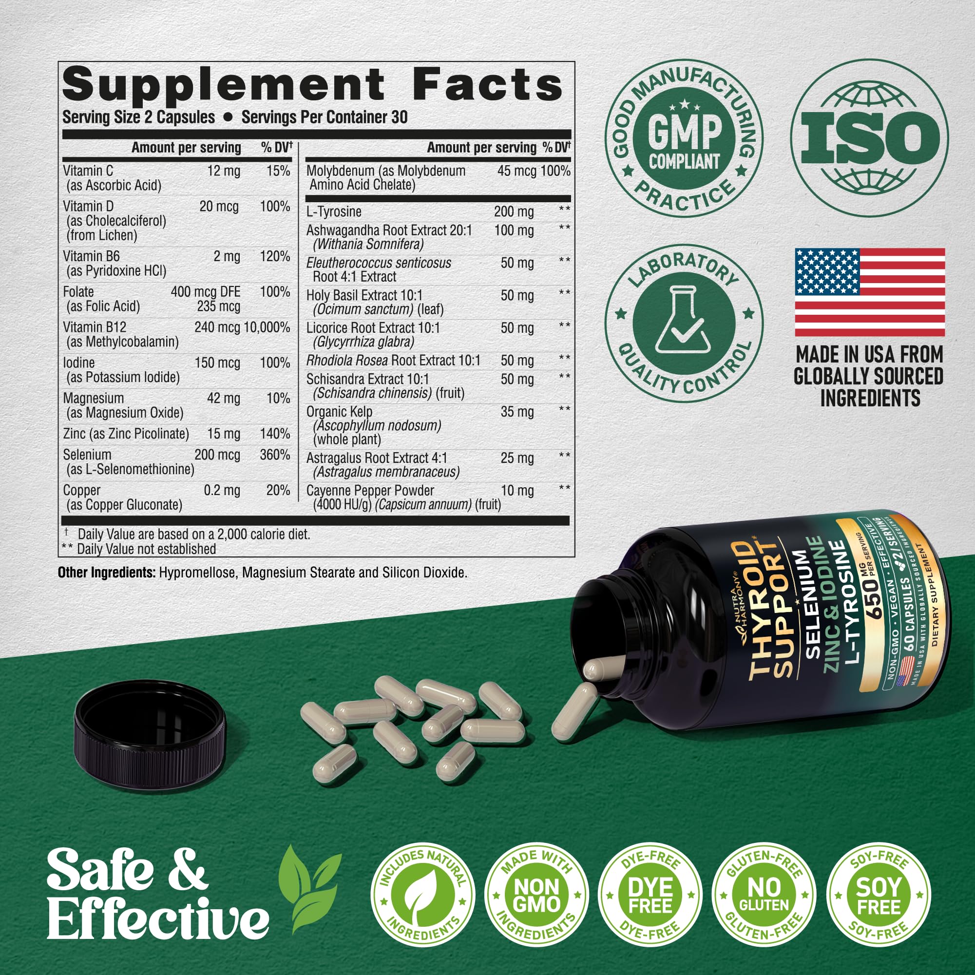 NUTRAHARMONY cápsula junto a vaso de agua lista para tomar por la mañana