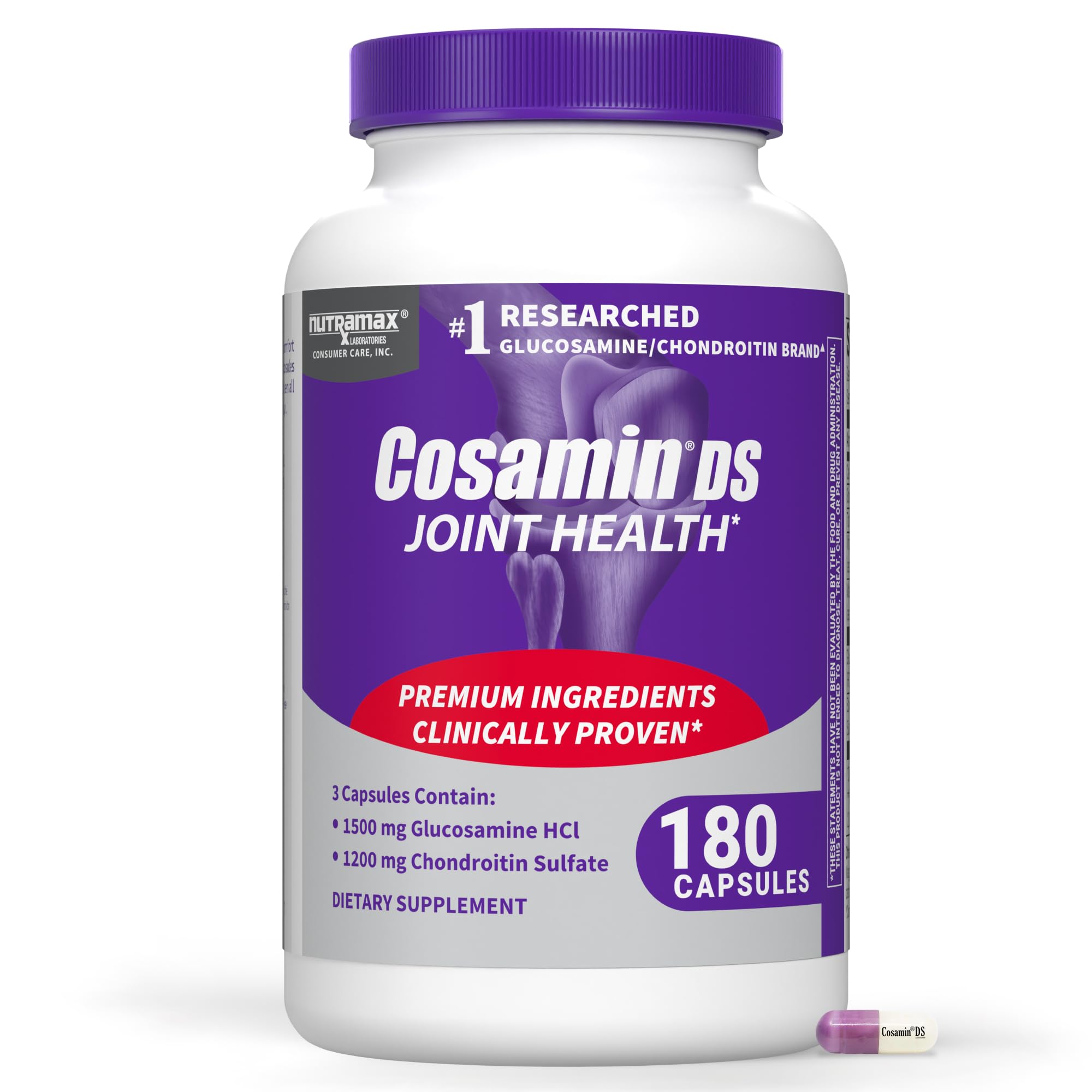 Nutramax Cosamin DS frente del empaque mostrando la marca y beneficio articular