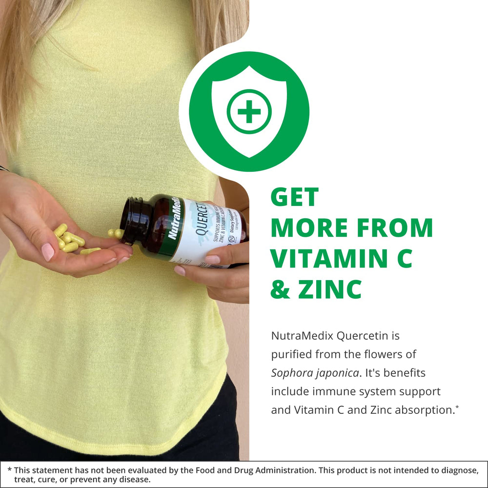 NutraMedix Quercetina 500 mg etiqueta detalle, información de uso