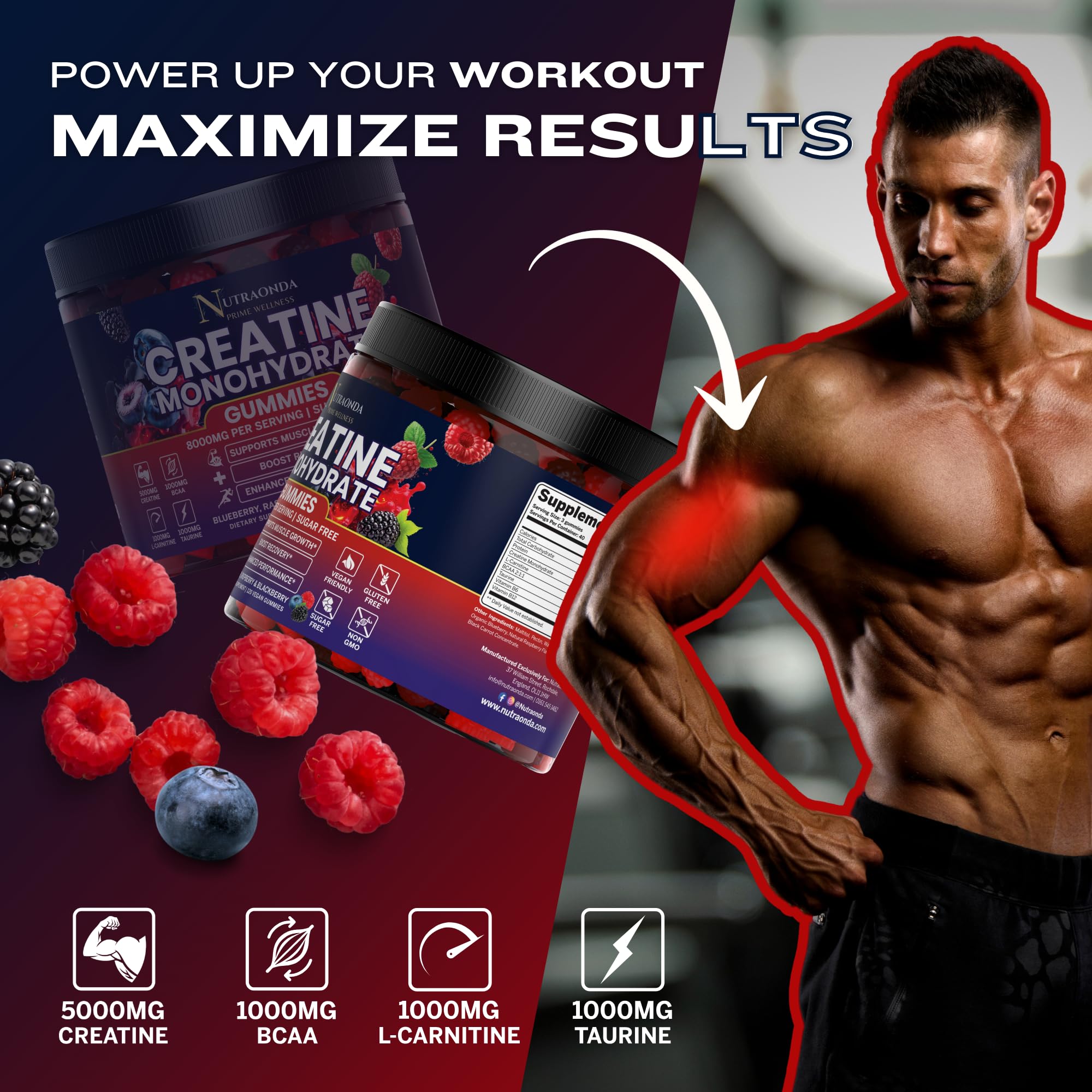 NUTRAONDA etiqueta con lista de ingredientes y garantías de calidad