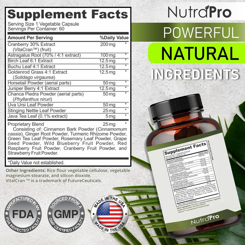 NutraPro etiqueta con información nutricional y calidad GMP