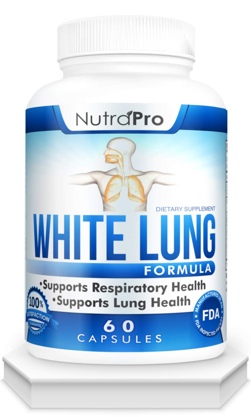 NutraPro White Lung vista frontal del frasco mostrando diseño y dosis