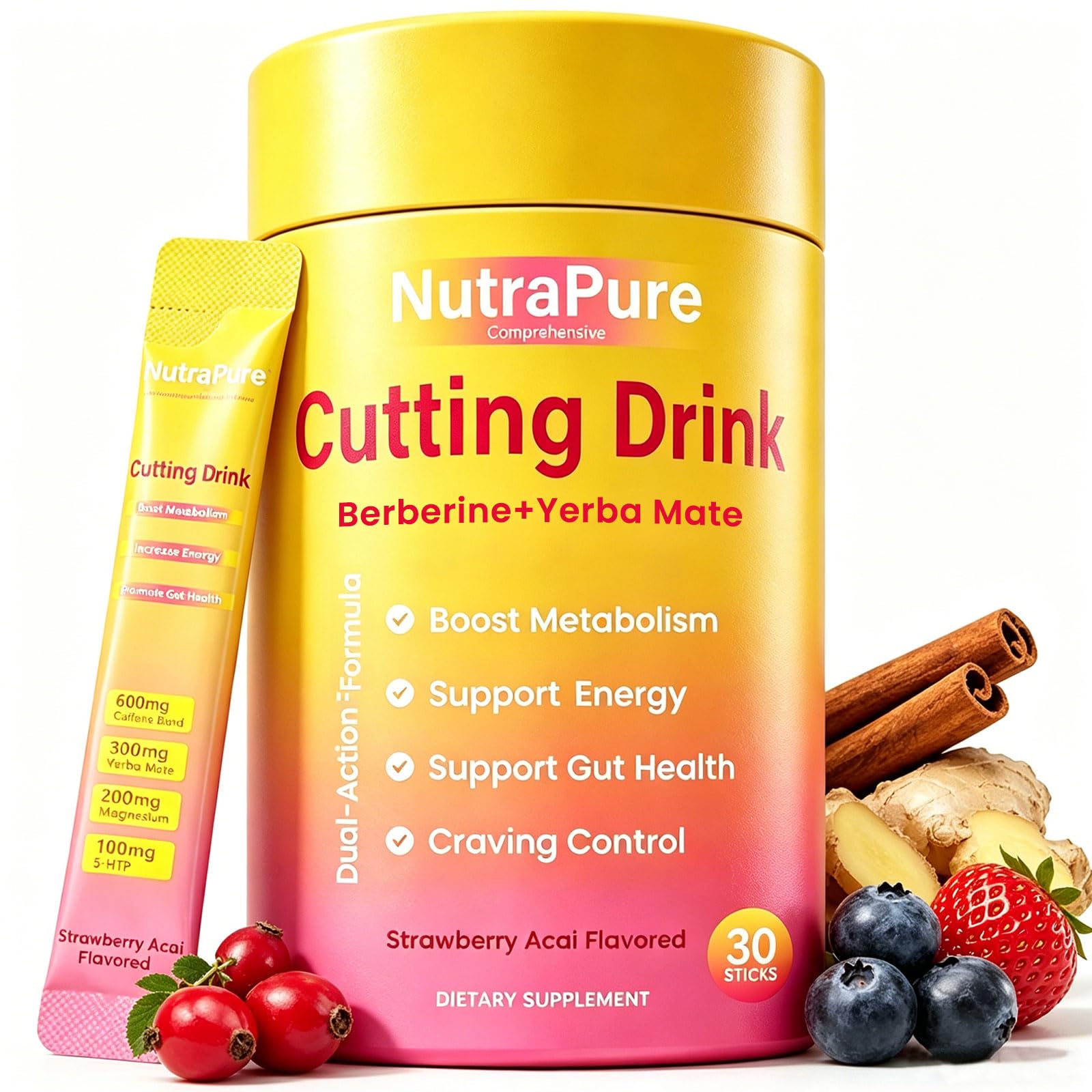 Nutrapure Comprehensive frente del empaque mostrando caja y sabor fresa açaí, claridad de uso