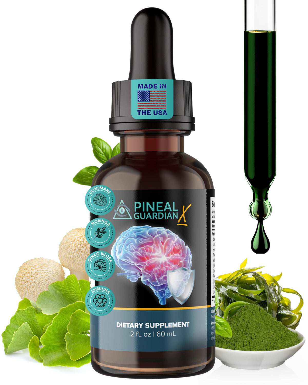 Nutraville frasco frontal de Pineal Guardian X mostrando diseño y beneficios