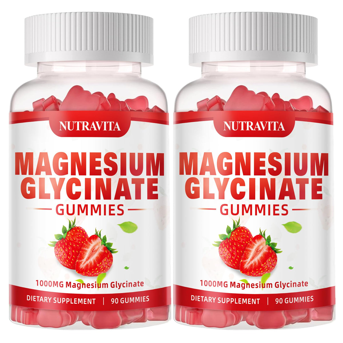 Gomitas Nutravita magnesio glicinato en envase, apoya el bienestar diario