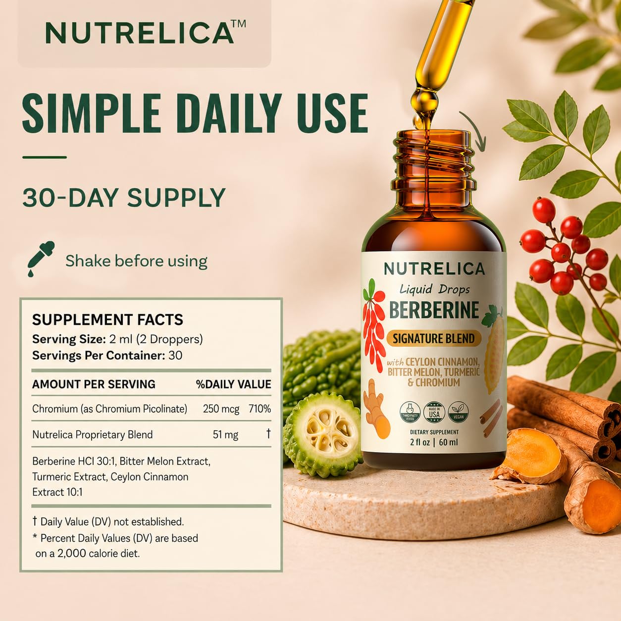 NUTRELICA ingredientes crudos canela y cúrcuma mostrando origen vegetal