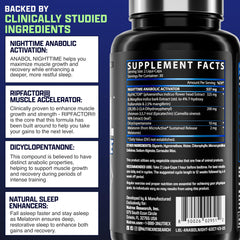 Nutrex Research Anabol PM ingredientes clave dispuestos transmite soporte muscular
