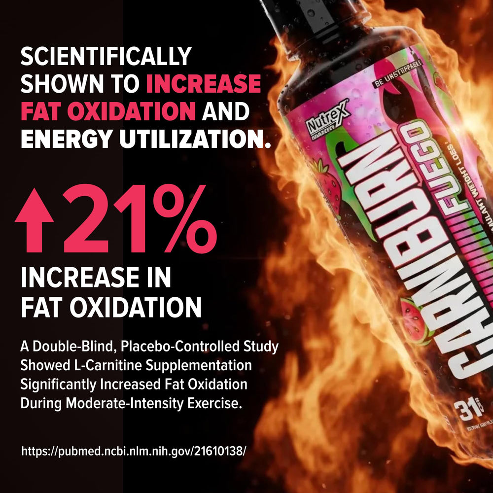 Nutrex Carniburn detalle de botella y textura líquida para fácil consumo