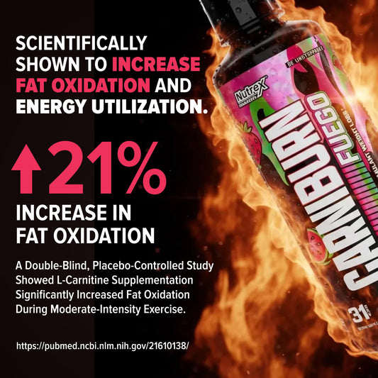 Nutrex Carniburn detalle de botella y textura líquida para fácil consumo