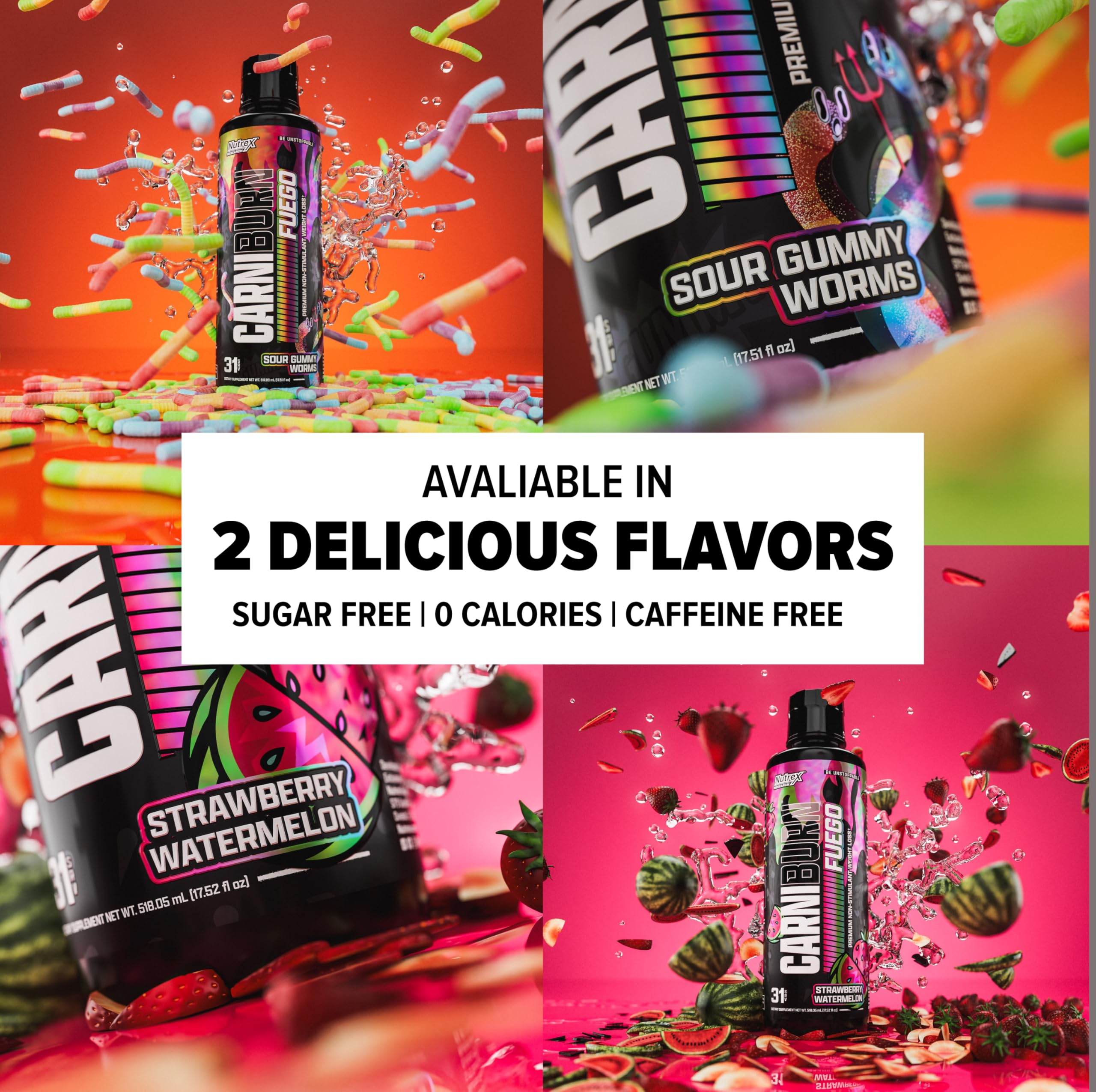 Nutrex Carniburn sabor fresa sandía servido en vaso, refrescante opción