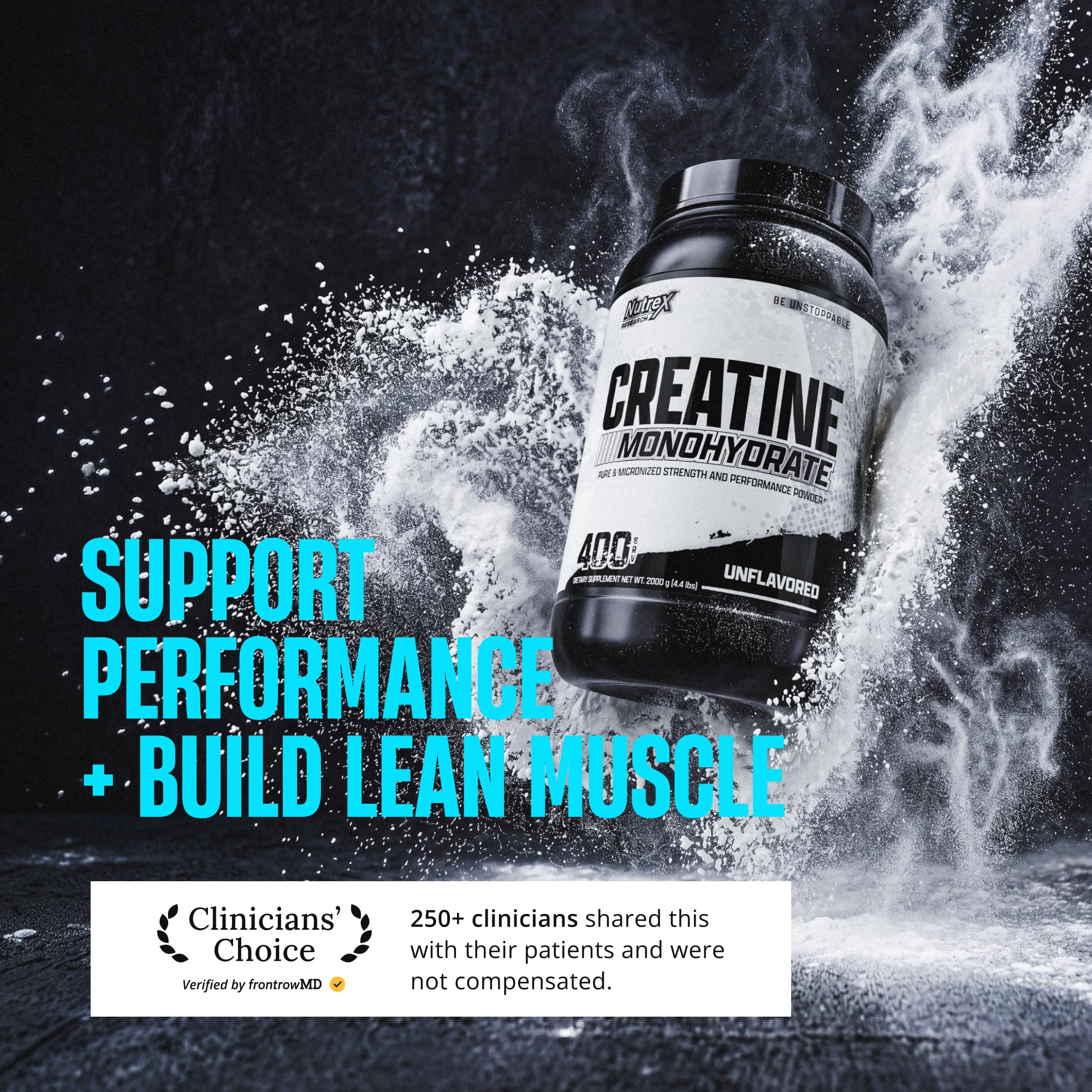 Cucharada medidora con creatina Nutrex Research para dosificación precisa