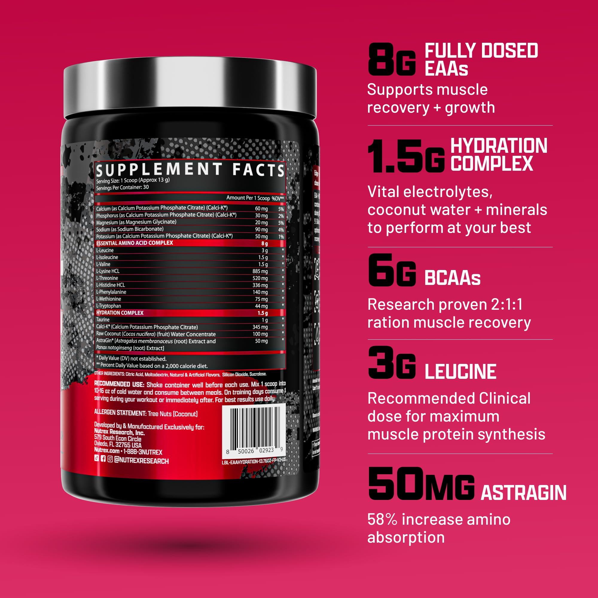 Nutrex Research polvo Fruit Punch textura fina, fácil disolución rápida