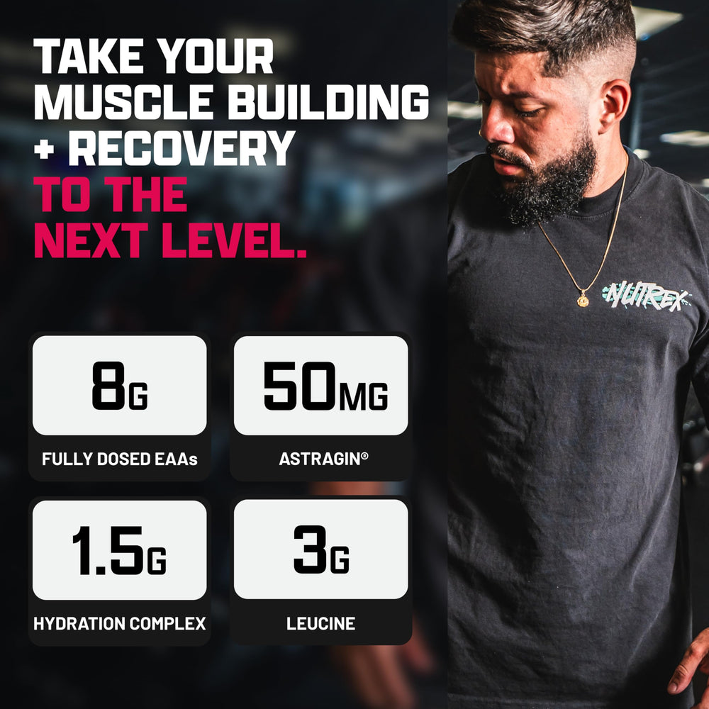 Nutrex Research envase en mano para mostrar tamaño y porciones prácticas