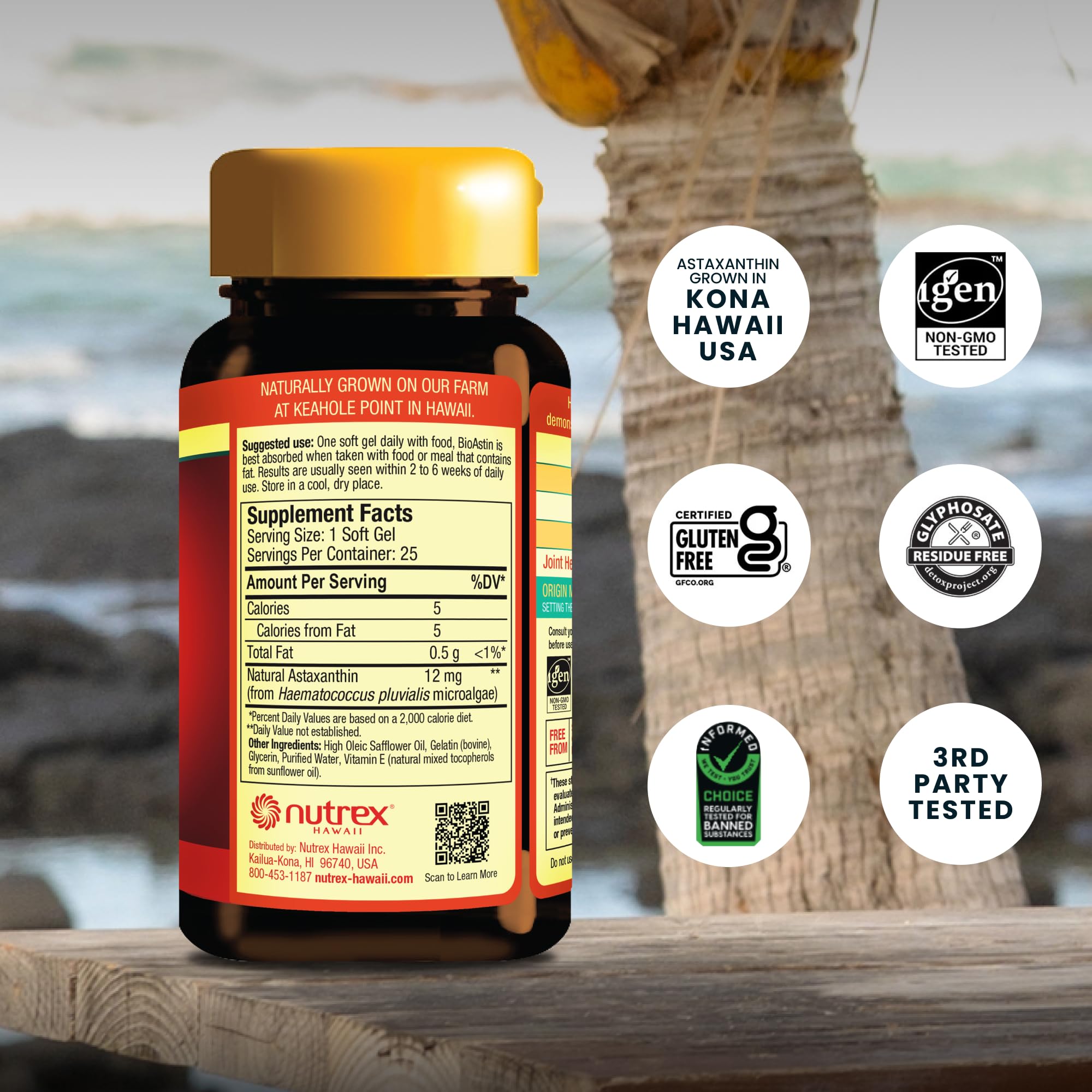 Nutrex Hawaii cápsula vista cercana que destaca concentración y pureza