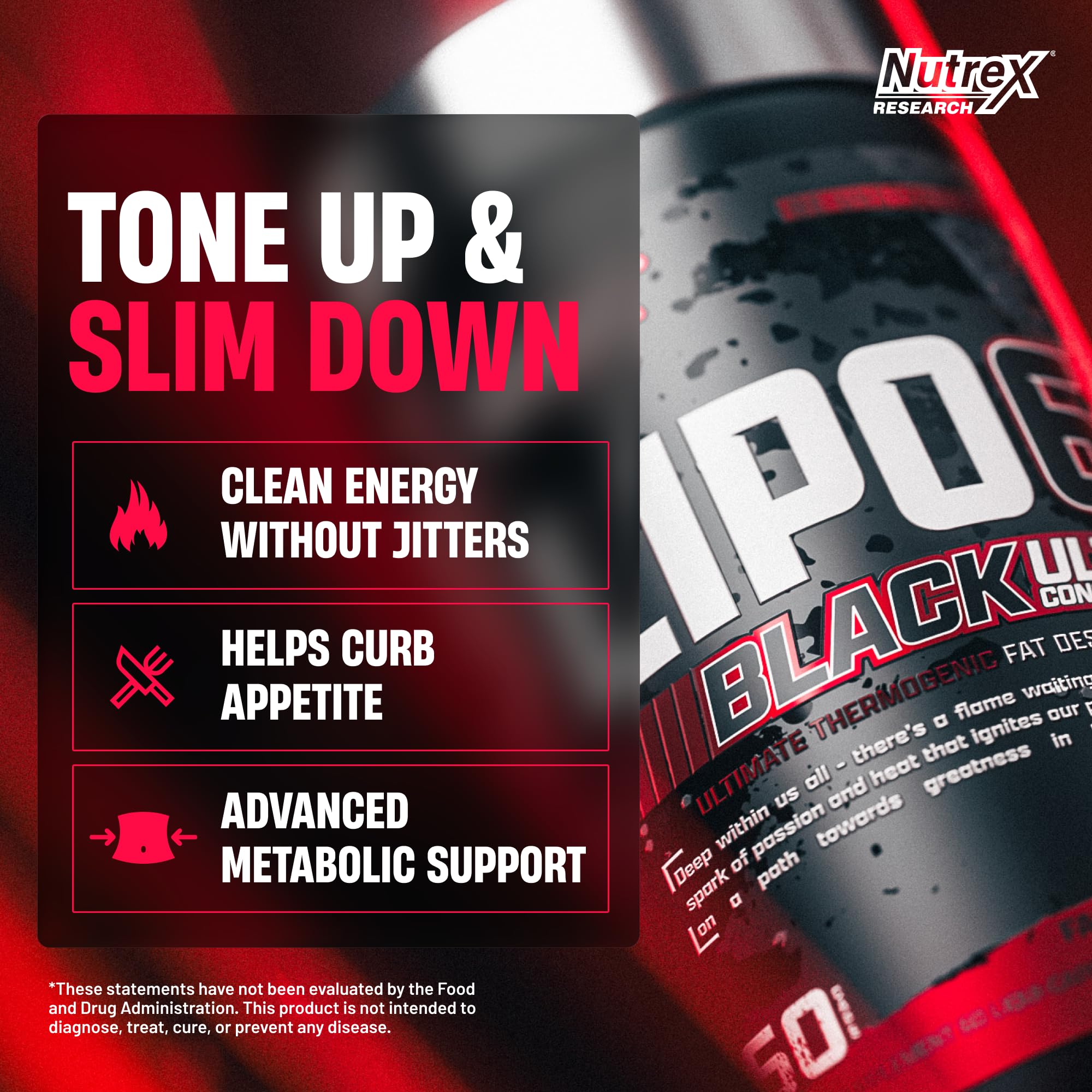 Nutrex Lipo-6 Black cápsula cercana que ilustra fácil ingestión y potencia