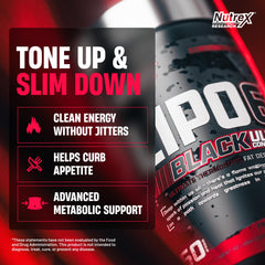 Nutrex Lipo-6 Black cápsula cercana que ilustra fácil ingestión y potencia