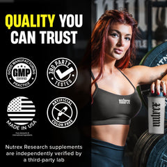 Nutrex Research etiqueta con lista de ingredientes para comprobar dosis y seguridad