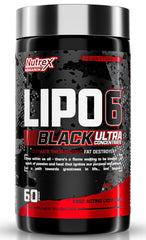 Nutrex Lipo-6 Black frontal del envase mostrando diseño y sello de intensidad