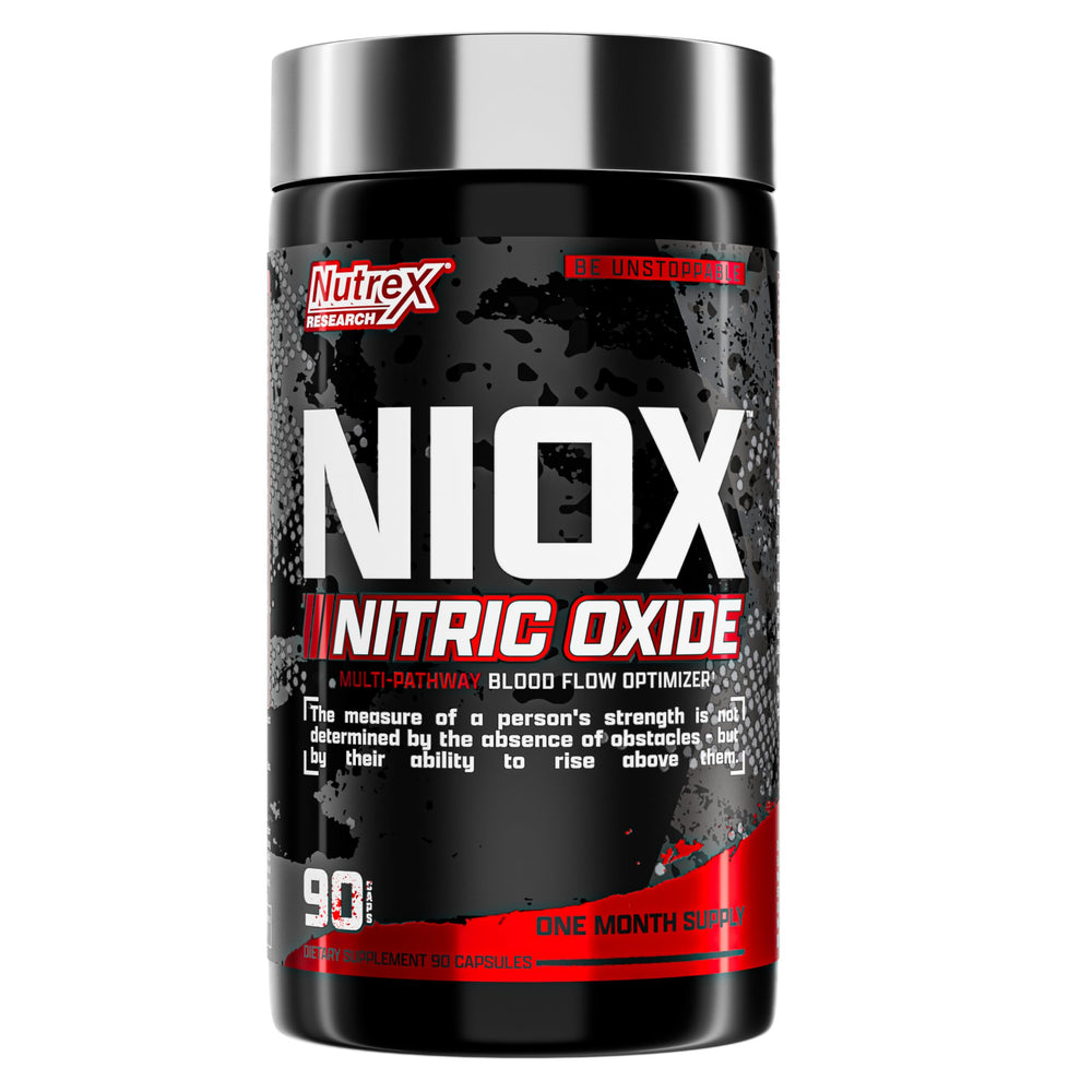 Nutrex Research NIOX frente del envase mostrando la marca y beneficios