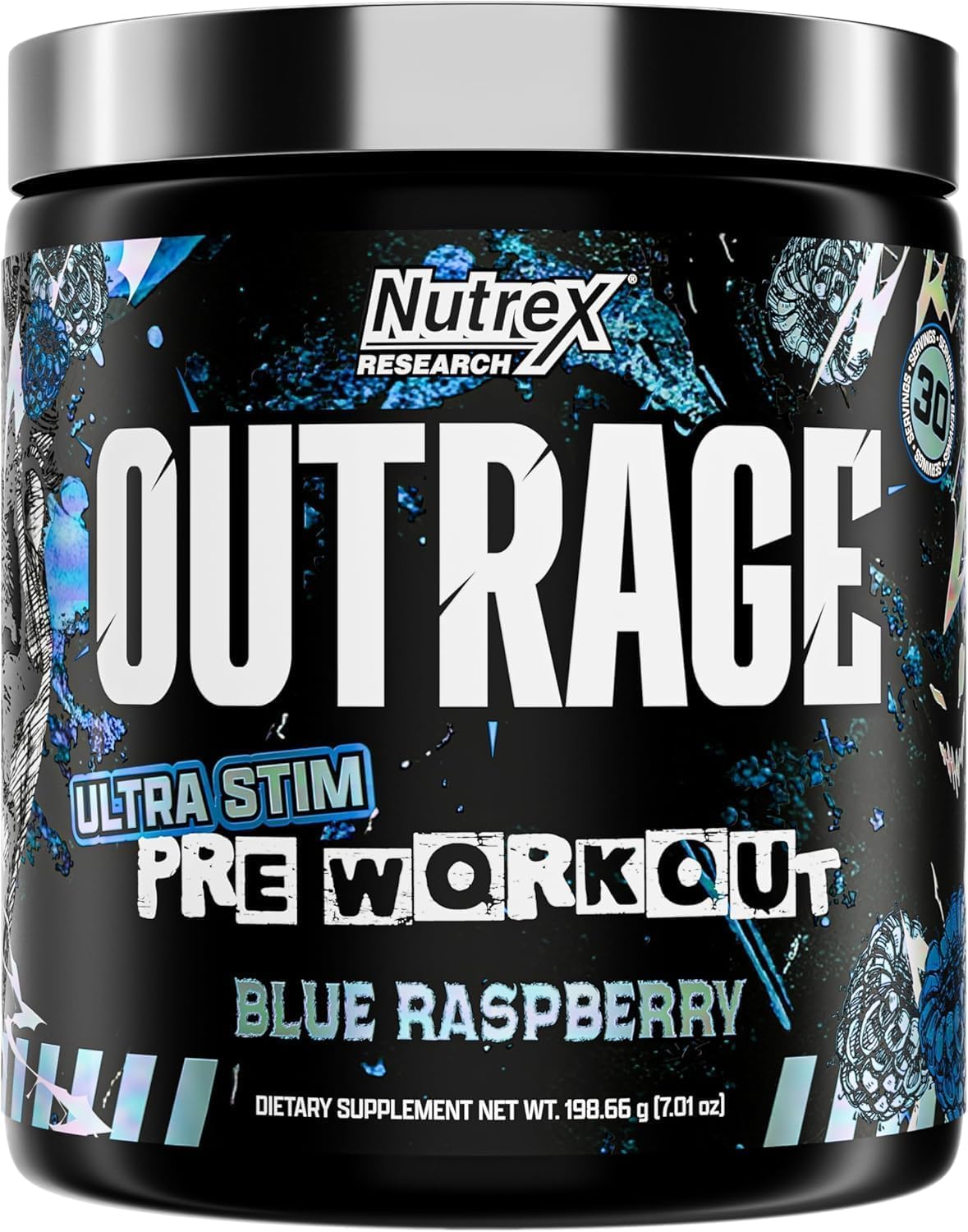 Nutrex Outrage envase frontal mostrando diseño y cantidad de servicios