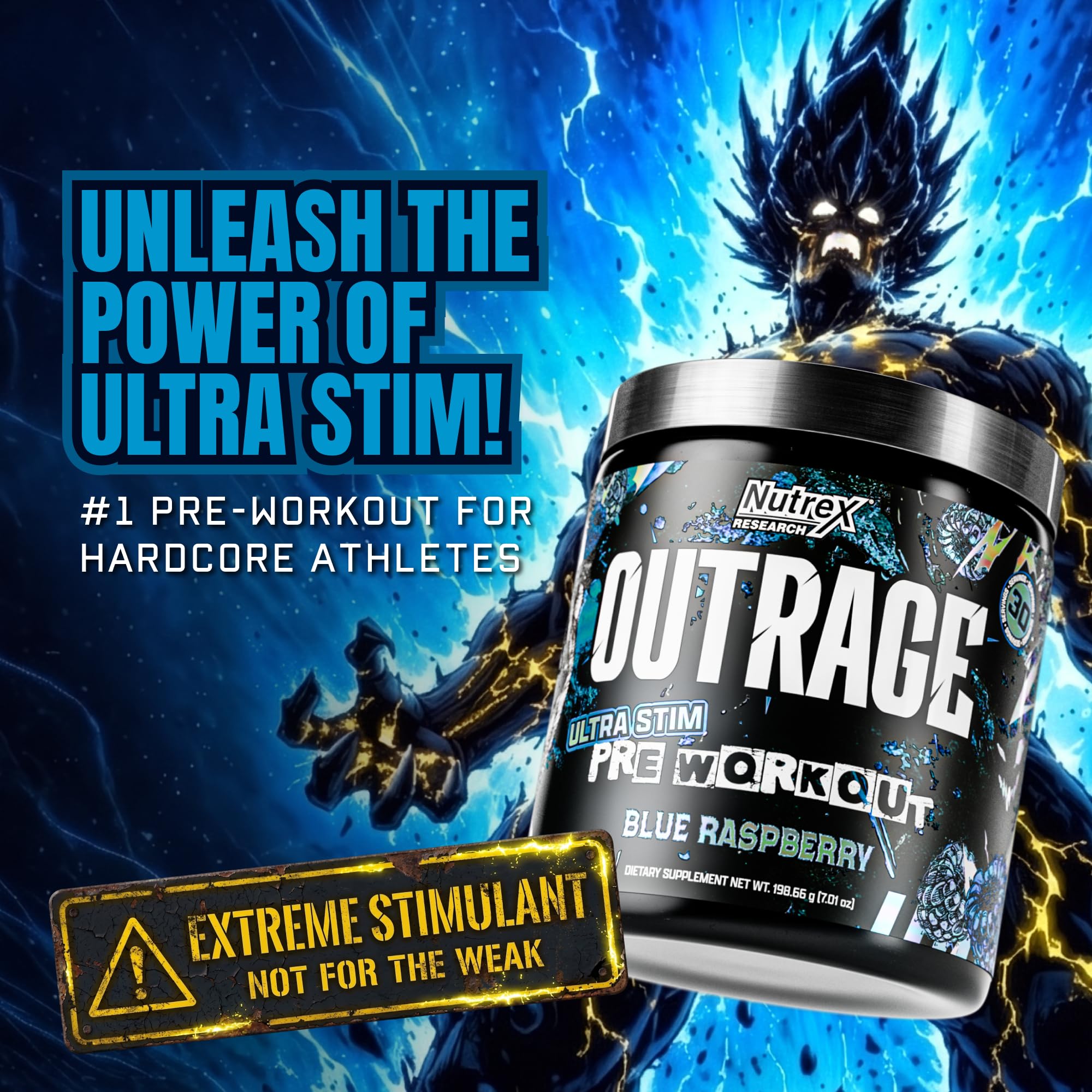 Nutrex Outrage polvo en primer plano con textura fina y fácil mezcla