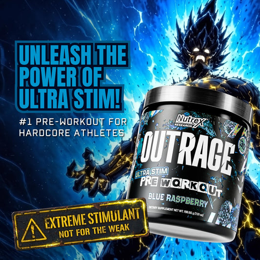 Nutrex Outrage polvo en primer plano con textura fina y fácil mezcla