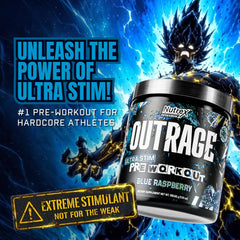Nutrex Outrage polvo en primer plano con textura fina y fácil mezcla